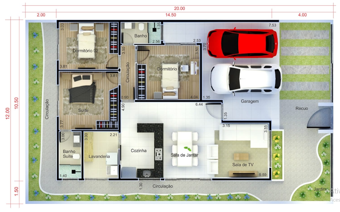 Planta Humanizada de Planta de Casa Neoclássica
