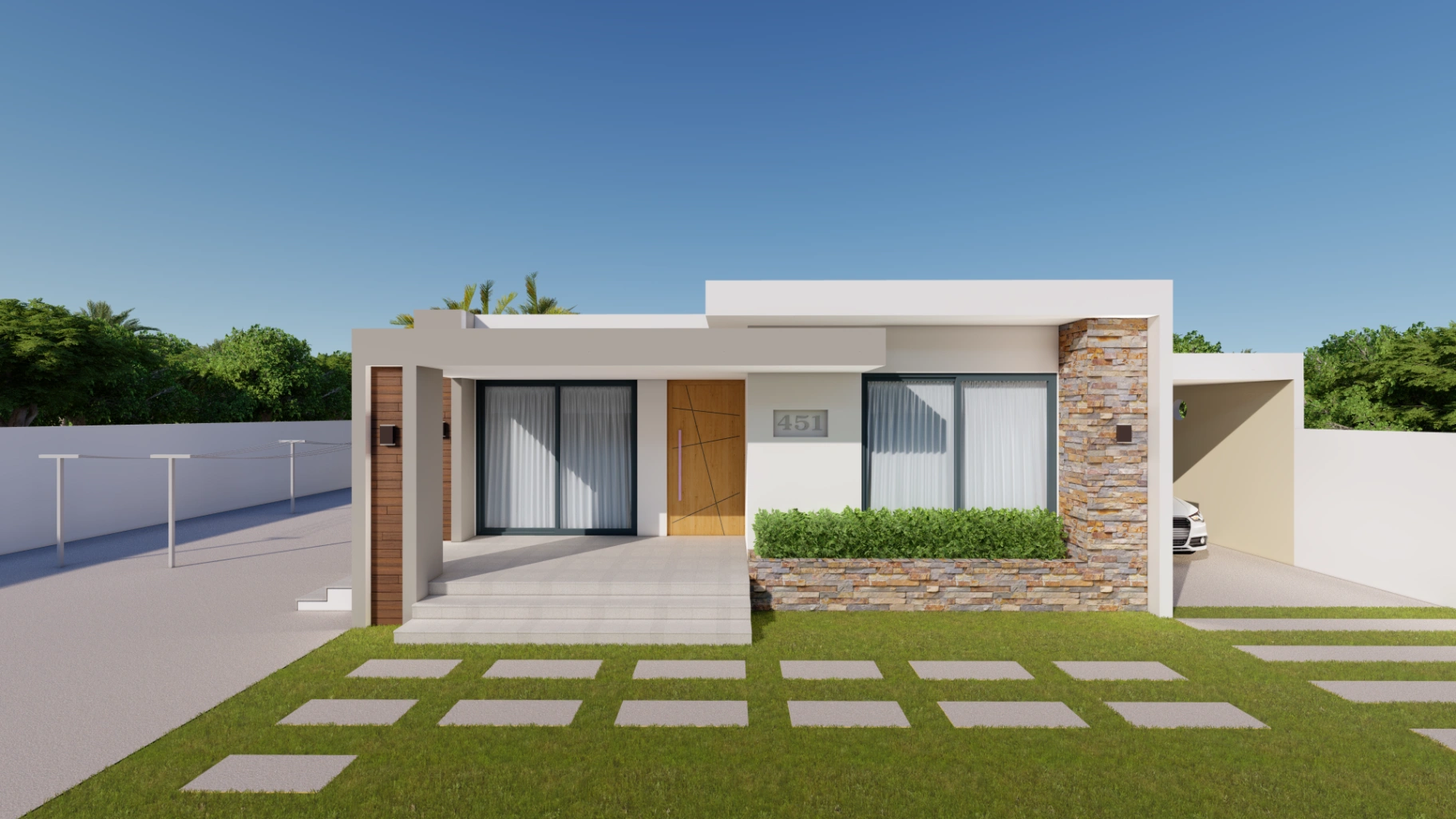 Projecto de casa térrea com 3 quartos 1 suite